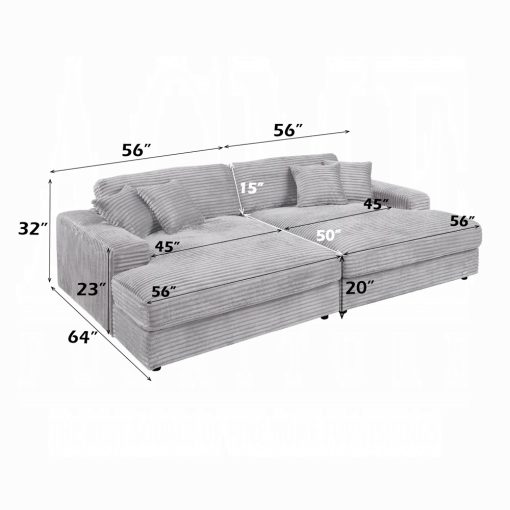 Acme Hilde Cordoury Sectional Sofa with 4 Pillows - Image 7