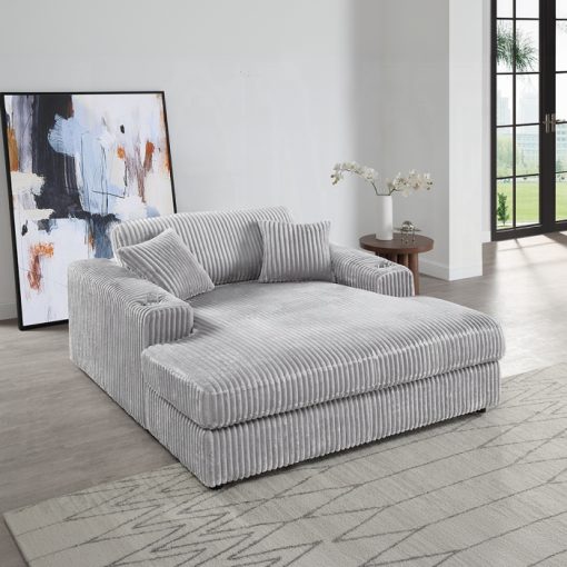 Acme Hilde Cordoury Chaise with 2 Pillows