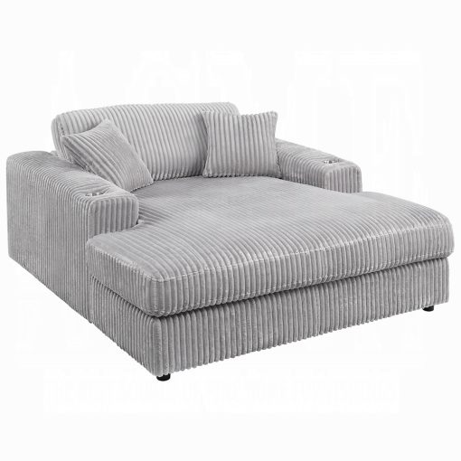 Acme Hilde Cordoury Chaise with 2 Pillows - Image 3