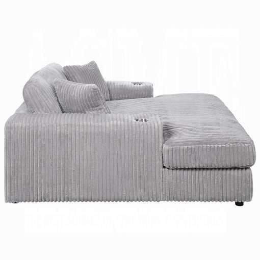 Acme Hilde Cordoury Chaise with 2 Pillows - Image 4