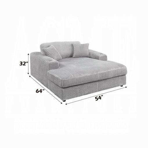 Acme Hilde Cordoury Chaise with 2 Pillows - Image 6