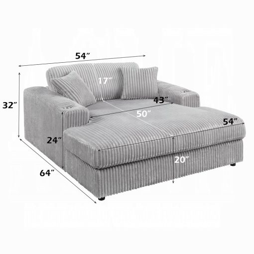 Acme Hilde Cordoury Chaise with 2 Pillows - Image 8