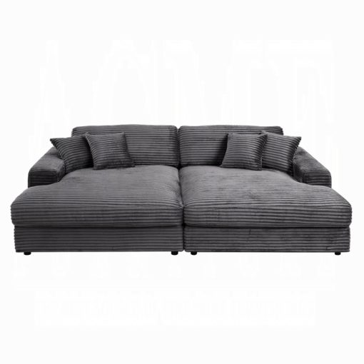 Acme Hilde Cordoury Sectional Sofa with 4 Pillows - Image 11