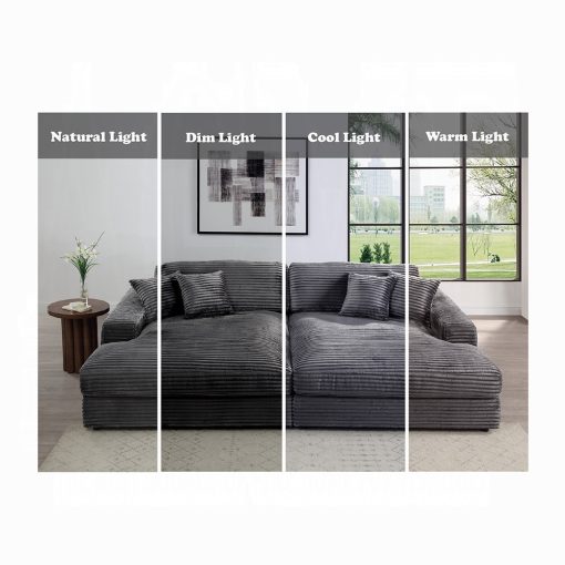 Acme Hilde Cordoury Sectional Sofa with 4 Pillows - Image 16