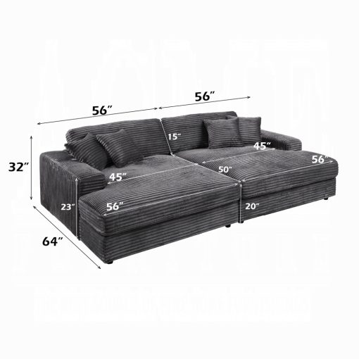 Acme Hilde Cordoury Sectional Sofa with 4 Pillows - Image 15