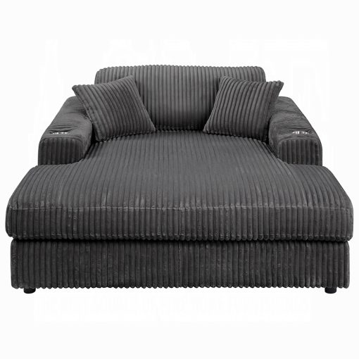 Acme Hilde Cordoury Chaise with 2 Pillows - Image 10