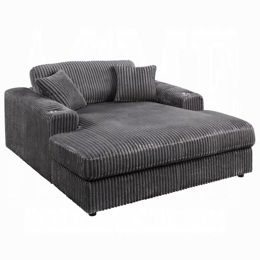 Acme Hilde Cordoury Chaise with 2 Pillows - Image 11