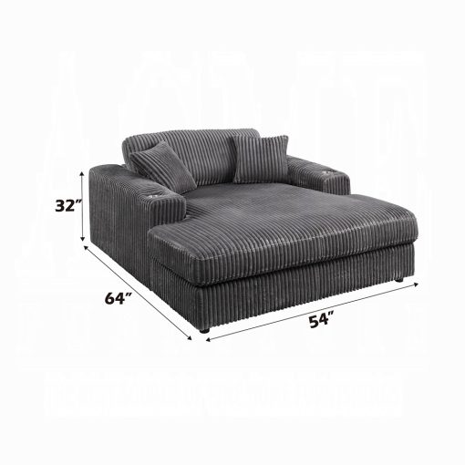 Acme Hilde Cordoury Chaise with 2 Pillows - Image 14