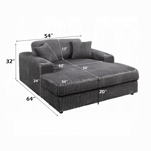 Acme Hilde Cordoury Chaise with 2 Pillows - Image 16