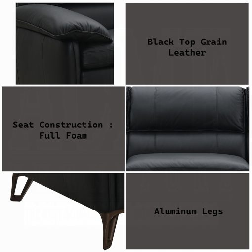 Acme Eilene Black Top Grain Leather Sofa - Image 7