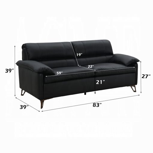 Acme Eilene Black Top Grain Leather Loveseat - Image 8