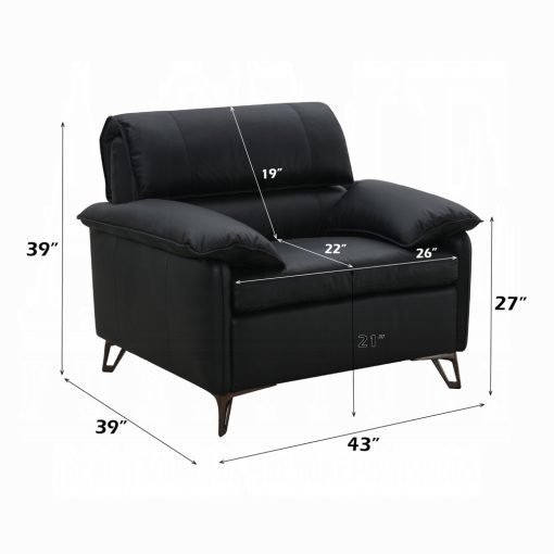 Acme Eilene Black Top Grain Leather Chair - Image 8