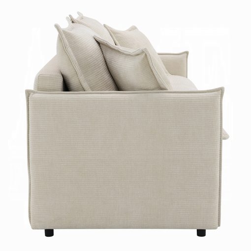 Acme Elisea Beige Chenille Sofa with Sleeper & 2 Pillows - Image 6