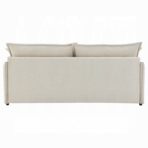Acme Elisea Beige Chenille Sofa with Sleeper & 2 Pillows - Image 7