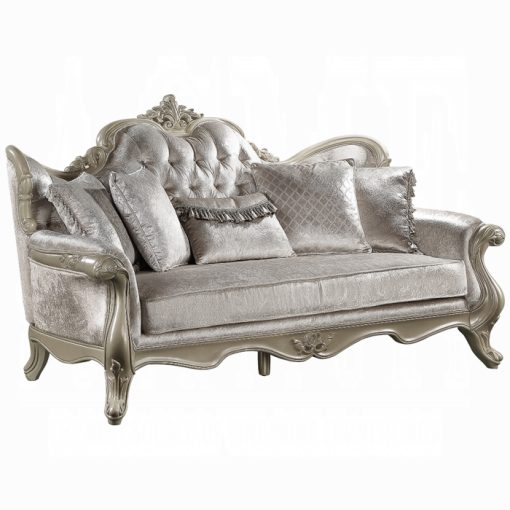 Acme Libertee Beige Fabric & Champagne Sofa w/5 Pillows - Image 2