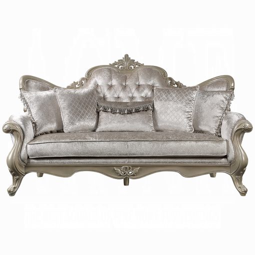 Acme Libertee Beige Fabric & Champagne Sofa w/5 Pillows - Image 3