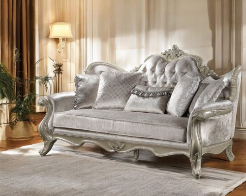 Acme Libertee Beige Fabric & Champagne Sofa w/5 Pillows