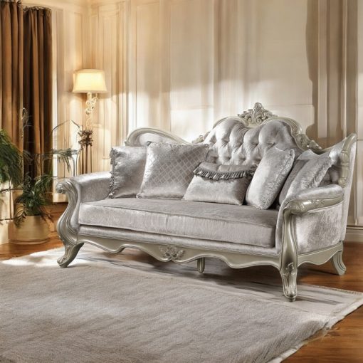 Acme Libertee Beige Fabric & Champagne Sofa w/5 Pillows