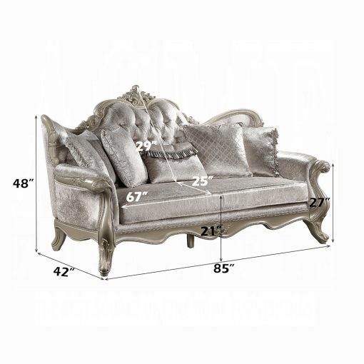 Acme Libertee Beige Fabric & Champagne Sofa w/5 Pillows - Image 7