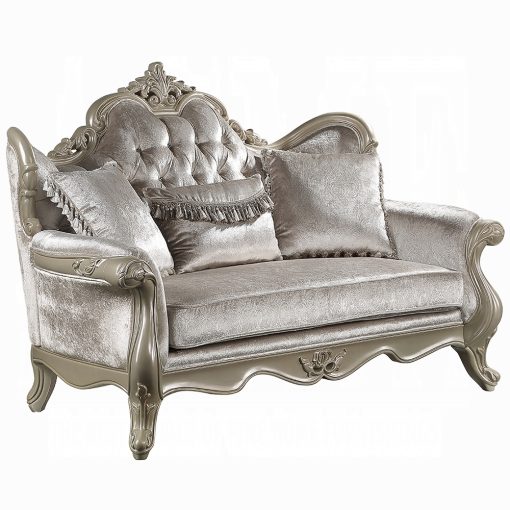 Acme Libertee Beige Fabric & Champagne Loveseat w/3 Pillows - Image 2