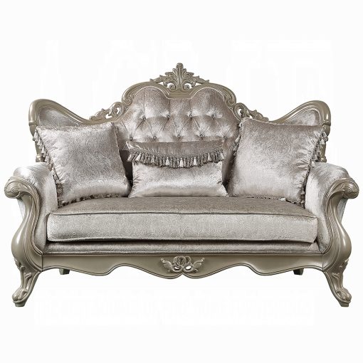 Acme Libertee Beige Fabric & Champagne Loveseat w/3 Pillows - Image 3