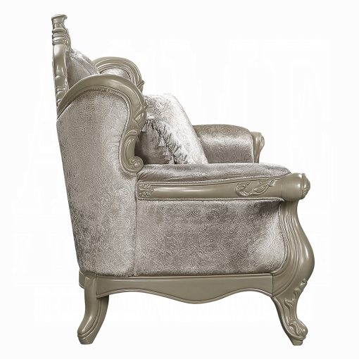 Acme Libertee Beige Fabric & Champagne Loveseat w/3 Pillows - Image 4