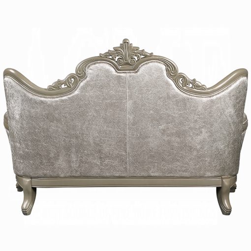 Acme Libertee Beige Fabric & Champagne Loveseat w/3 Pillows - Image 5