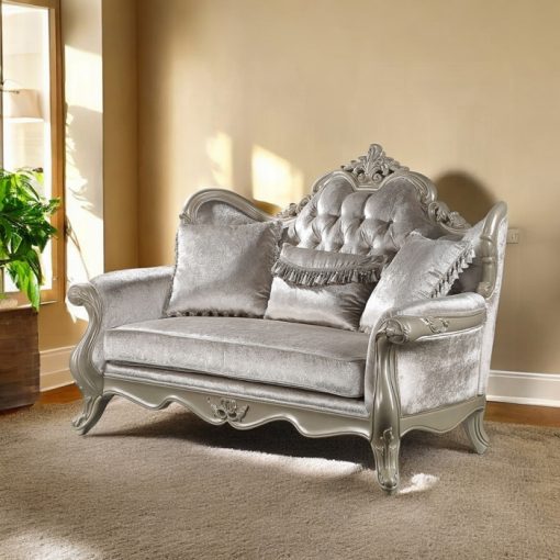 Acme Libertee Beige Fabric & Champagne Loveseat w/3 Pillows