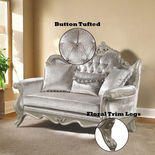 Acme Libertee Beige Fabric & Champagne Loveseat w/3 Pillows - Image 8