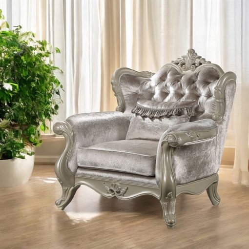 Acme Libertee Beige Fabric & Champagne Chair w/Pillow