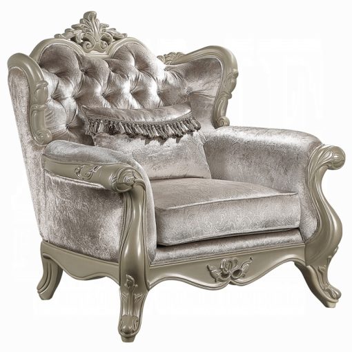 Acme Libertee Beige Fabric & Champagne Chair w/Pillow - Image 2