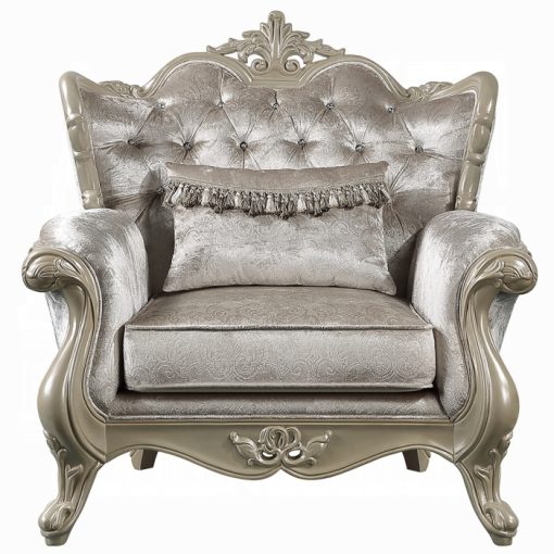 Acme Libertee Beige Fabric & Champagne Chair w/Pillow - Image 3