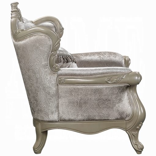 Acme Libertee Beige Fabric & Champagne Chair w/Pillow - Image 4