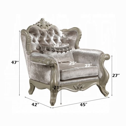 Acme Libertee Beige Fabric & Champagne Chair w/Pillow - Image 7
