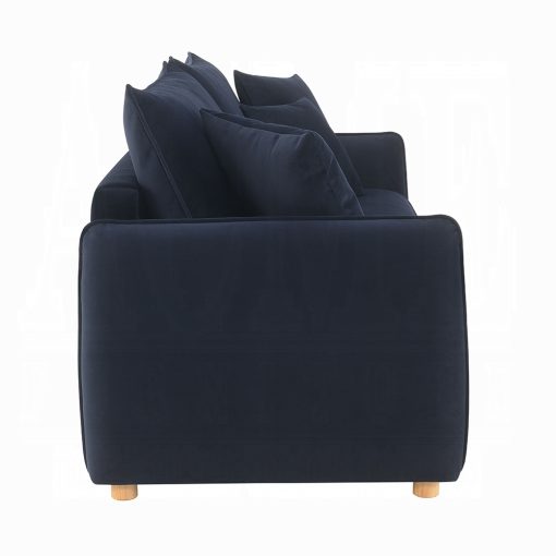 Acme Irina Blue Velvet Sofa with Sleeper & 3 Pillows - Image 4