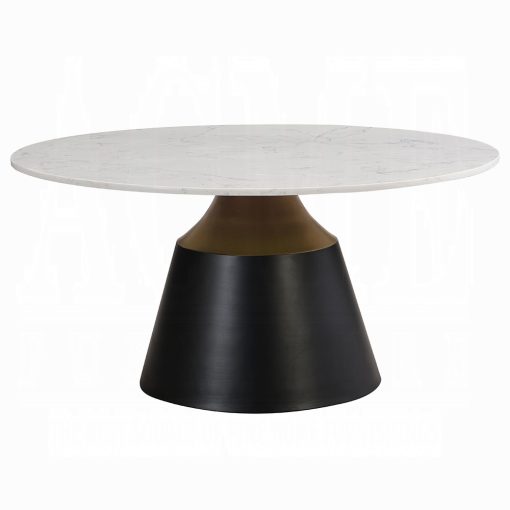 Acme Jaramillo White Natural Marble Top & Black Coffee Table - Image 2