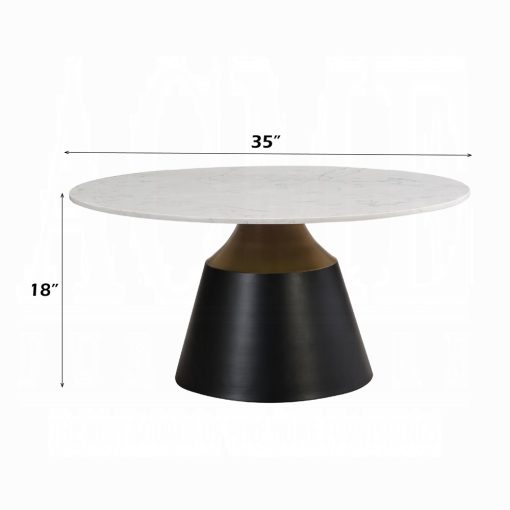 Acme Jaramillo White Natural Marble Top & Black Coffee Table - Image 6