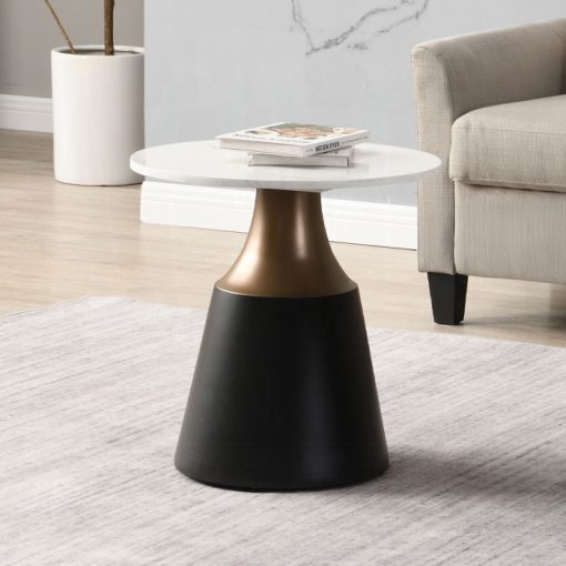Acme Jaramillo White Natural Marble Top & Black End Table