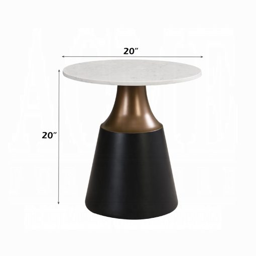 Acme Jaramillo White Natural Marble Top & Black End Table - Image 6