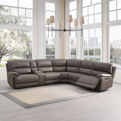 Acme Kantu Brown Synthetic Leather Motion Sectional Sofa