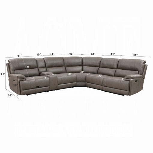 Acme Kantu Brown Synthetic Leather Motion Sectional Sofa - Image 8