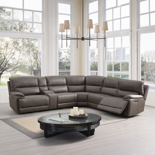 Acme Kantu Brown Synthetic Leather Motion Sectional Sofa - Image 10