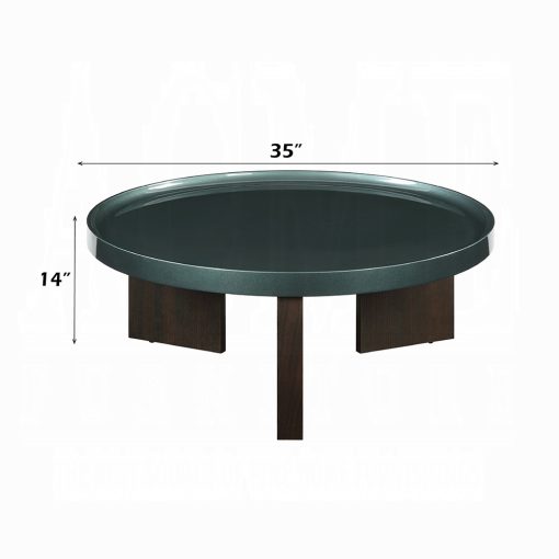 Acme Lakita Blackish Green/ Dark Blond High Gloss & Smoked Oak Coffee Table - Image 5