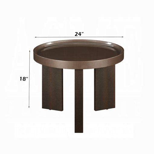 Acme Lakita Blackish Green/ Dark Blond High Gloss & Smoked Oak End Table - Image 5