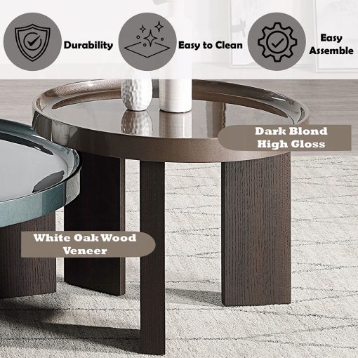 Acme Lakita Blackish Green/ Dark Blond High Gloss & Smoked Oak End Table - Image 6