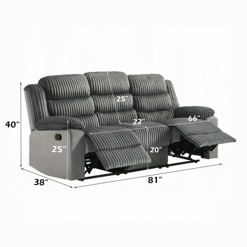Acme Lesley Gray Corduroy & Velvet Motion Sofa - Image 7