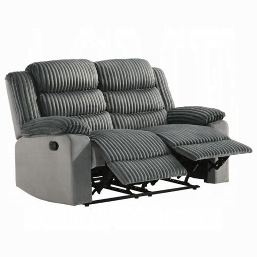 Acme Lesley Gray Corduroy & Velvet Motion Loveseat - Image 2