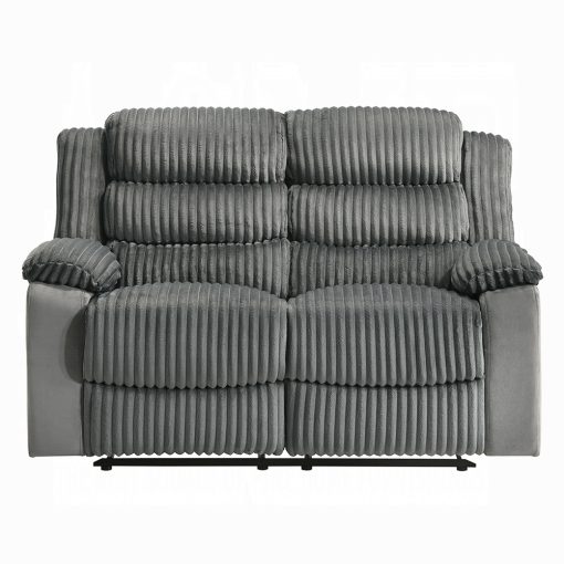 Acme Lesley Gray Corduroy & Velvet Motion Loveseat - Image 3