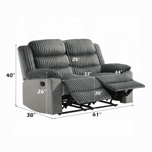 Acme Lesley Gray Corduroy & Velvet Motion Loveseat - Image 7