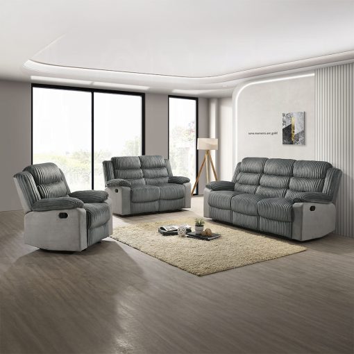 Acme Lesley Gray Corduroy & Velvet Motion Loveseat - Image 9
